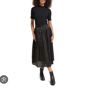 Scotch And Soda Pleated High Rise Midi Skirt, Black, Size Small